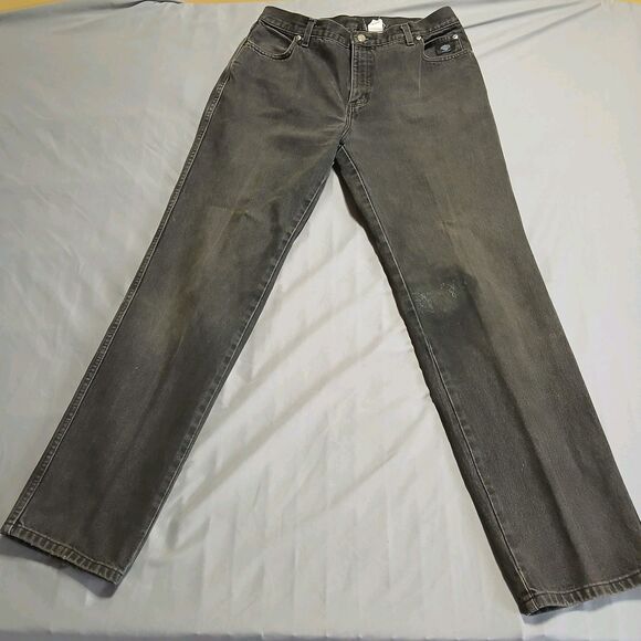 VTG Harley Davidson Jeans Women 12L Black Denim Garage Biker Outdoor Work 32X31 - Picture 1 of 14